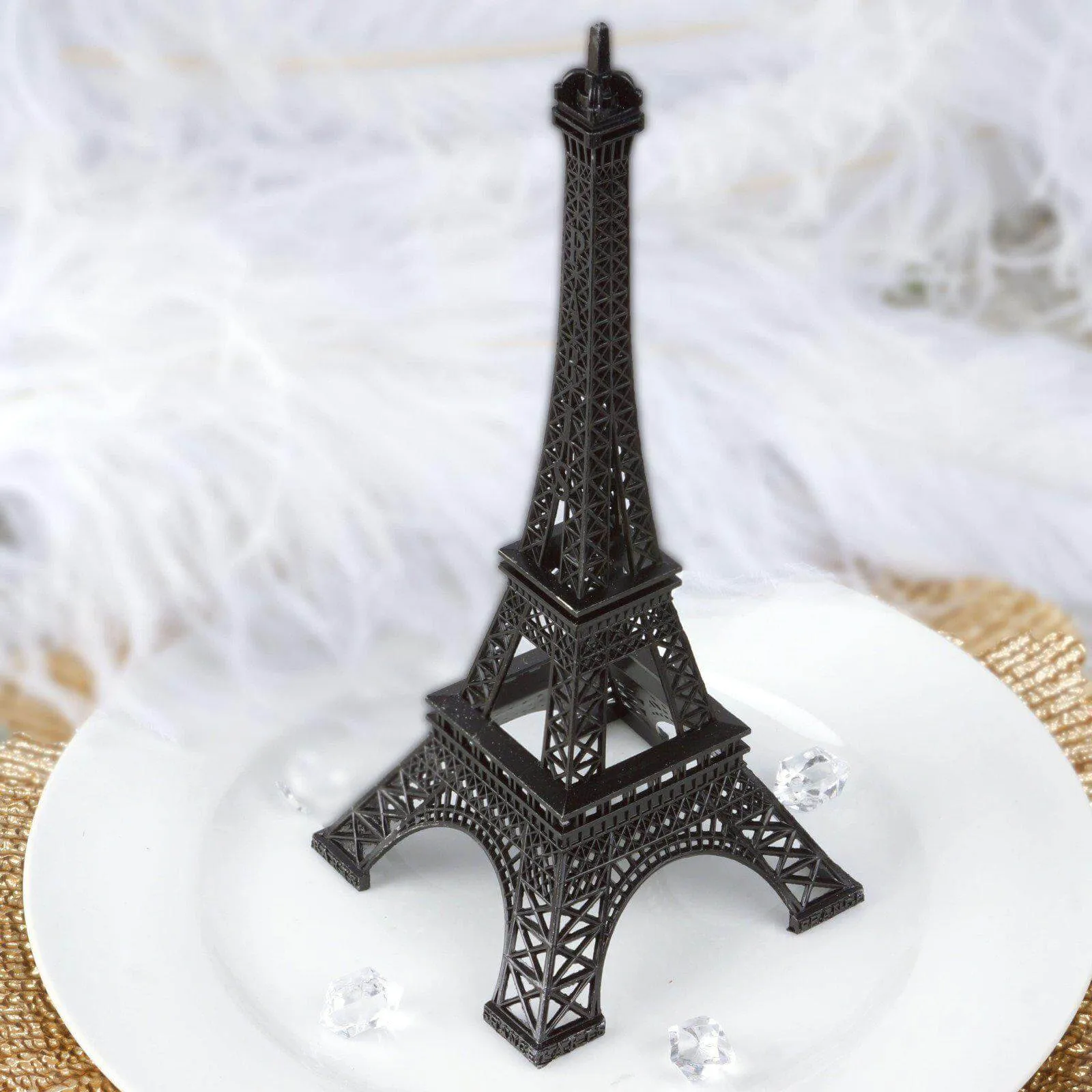 10" Black Metal Eiffel Tower Table Centerpiece, Decorative Cake Topper