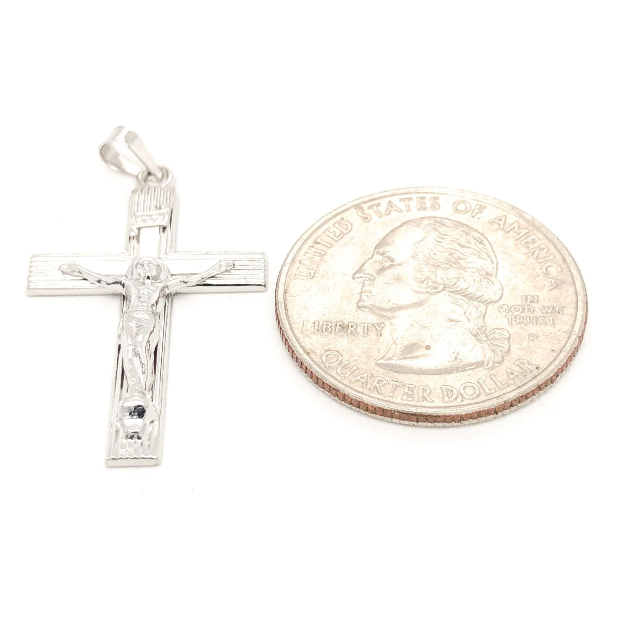 14K W Gold Fancy INRI Crucifix Cross