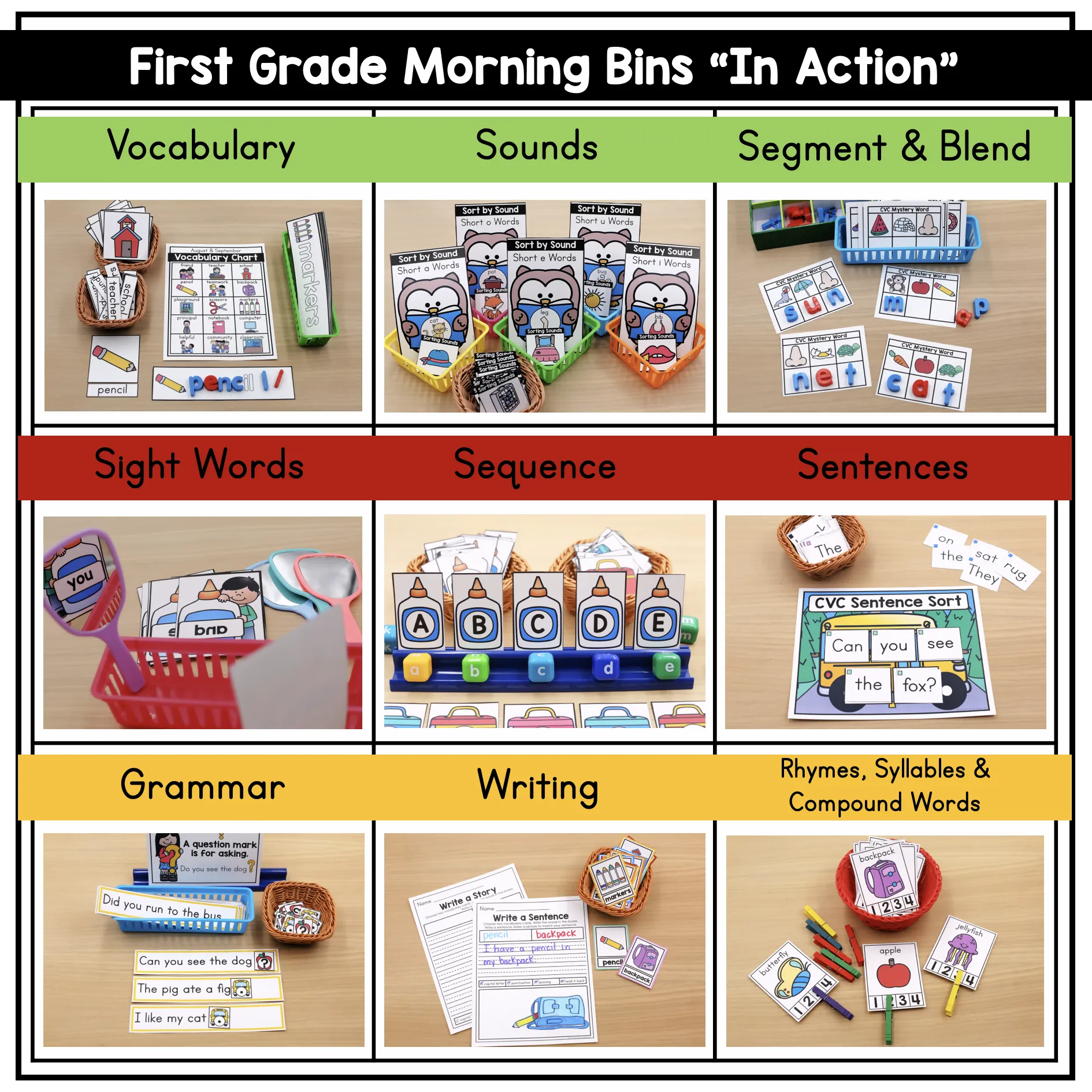 1st Grade Back to School Morning Bins | Printable Classroom Resource | The Moffatt Girls