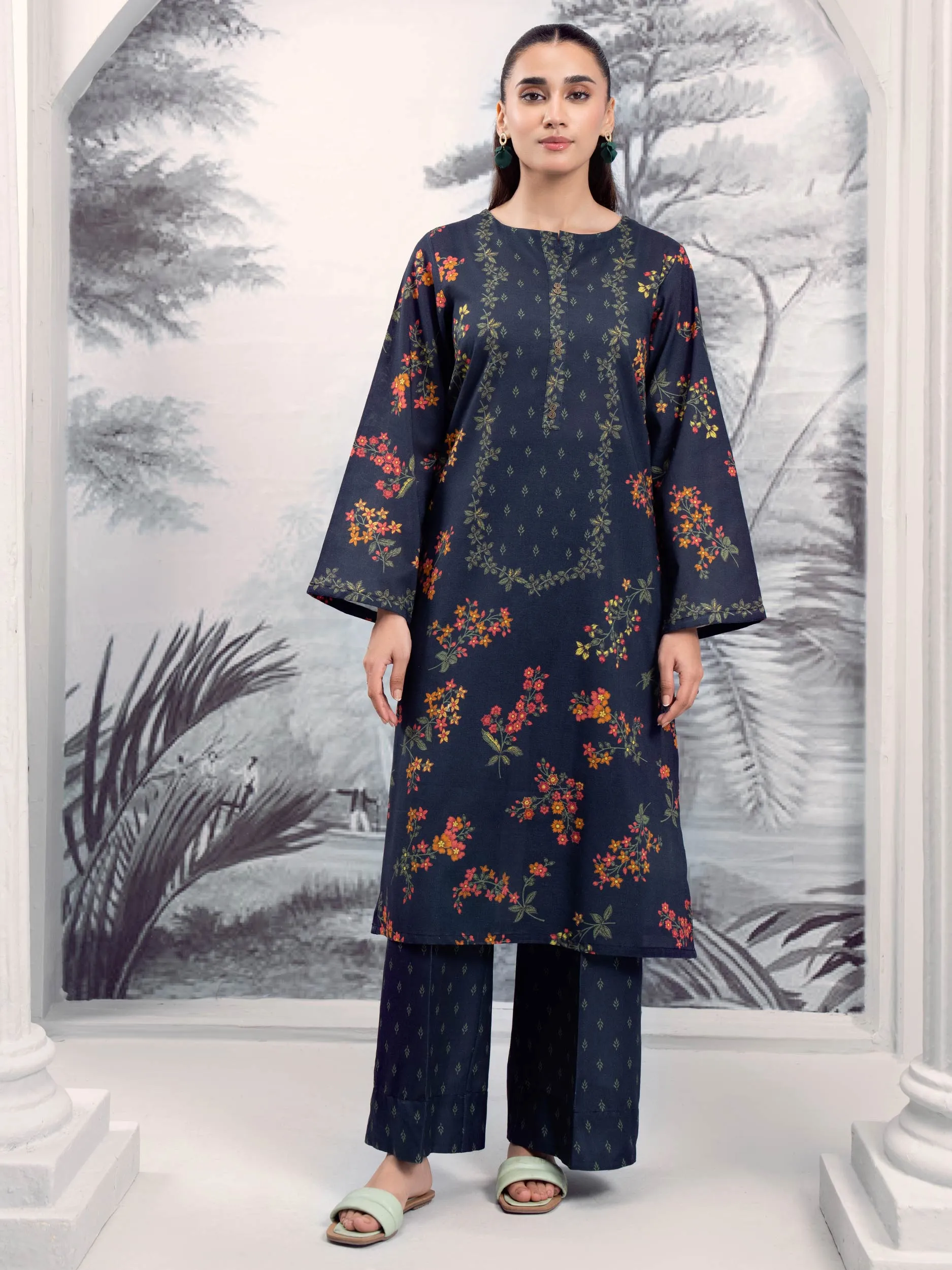 2 Piece Khaddar Suit-Printed (Unstitched)