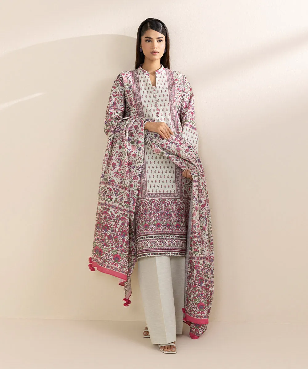 3 Piece - Printed Khaddar Suit