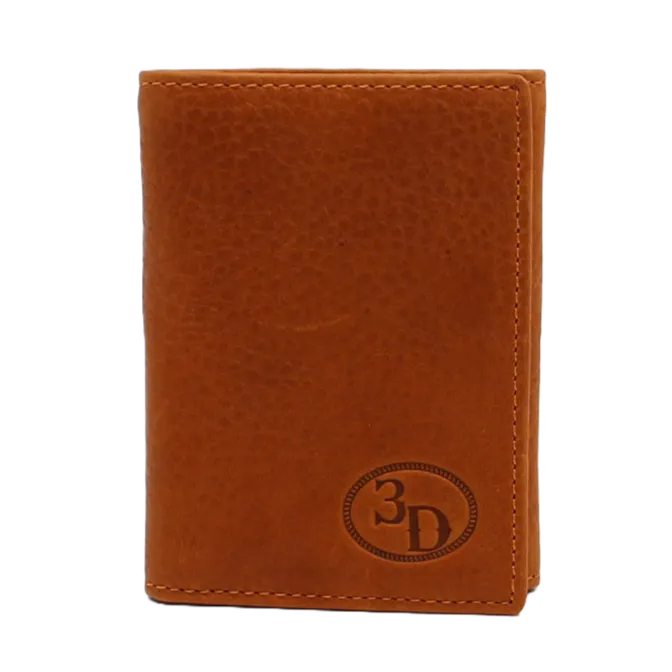 3D Men's Western Trifold Leather Logo Brown D250000202