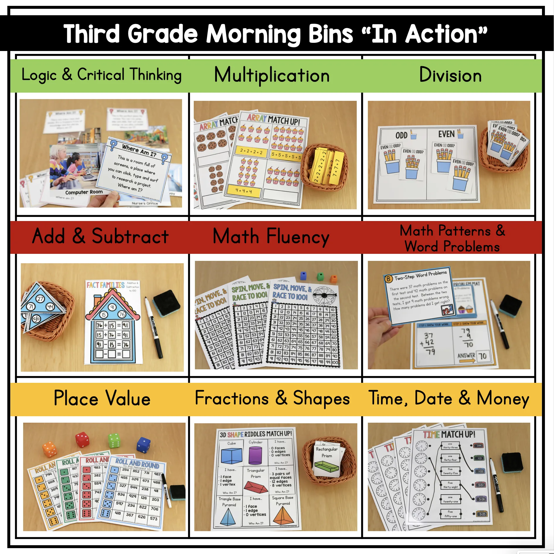 3rd Grade Back to School Morning Bins | Printable Classroom Resource | The Moffatt Girls