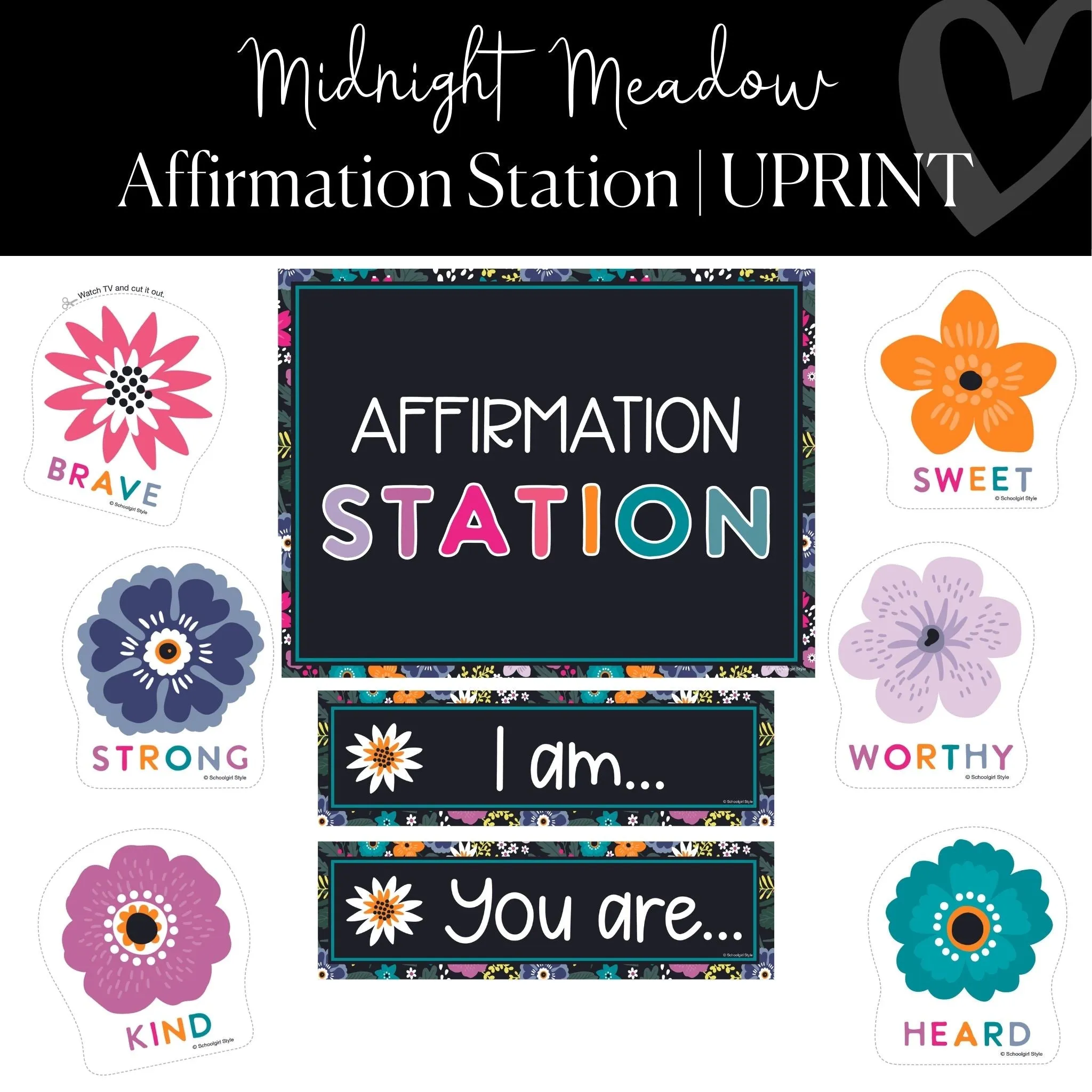 Affirmation Station | UPRINT | Midnight Meadow Classroom Decor | Schoolgirl Style