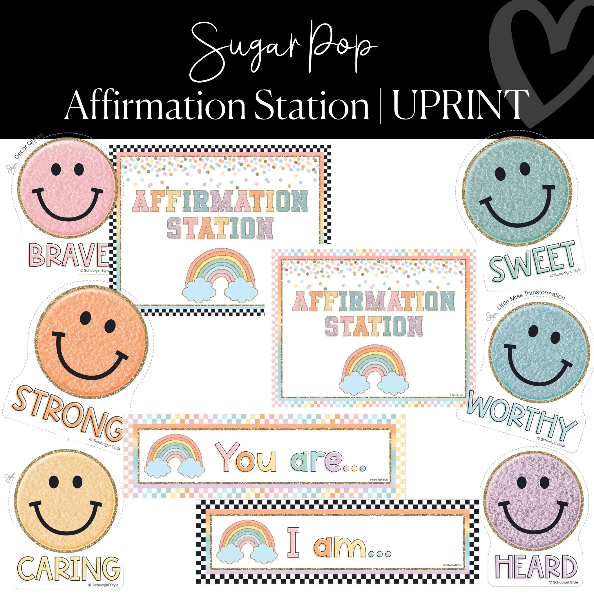 Affirmation Station | UPRINT | Pastel Classroom Decor | Sugar Pop Classroom Decor | Schoolgirl Style