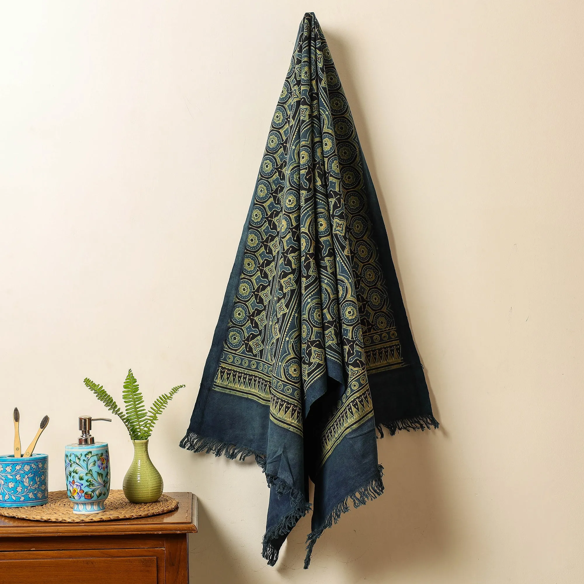 Ajrakh Block Printed Handloom Cotton Towel