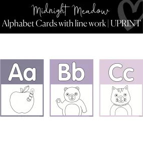 Alphabet Posters with Line Work | Floral Classroom Decor | Midnight Meadow |  UPRINT | Schoolgirl Style