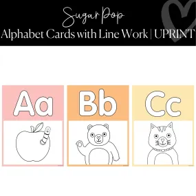 Alphabet Posters with Line Work | Pastel Classroom Decor | Sugar Pop |  UPRINT | Schoolgirl Style