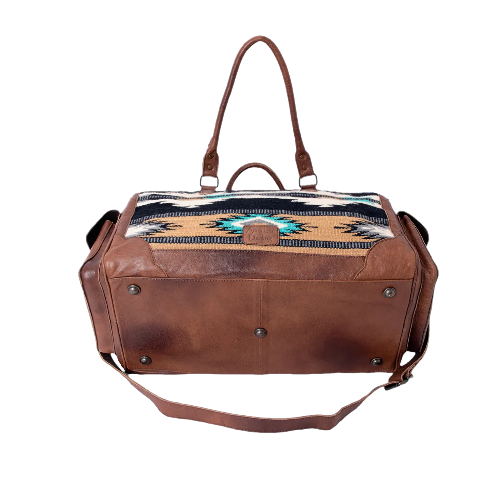 American Darling® Brown Leather and Aztec Duffel Bag ADBG605C