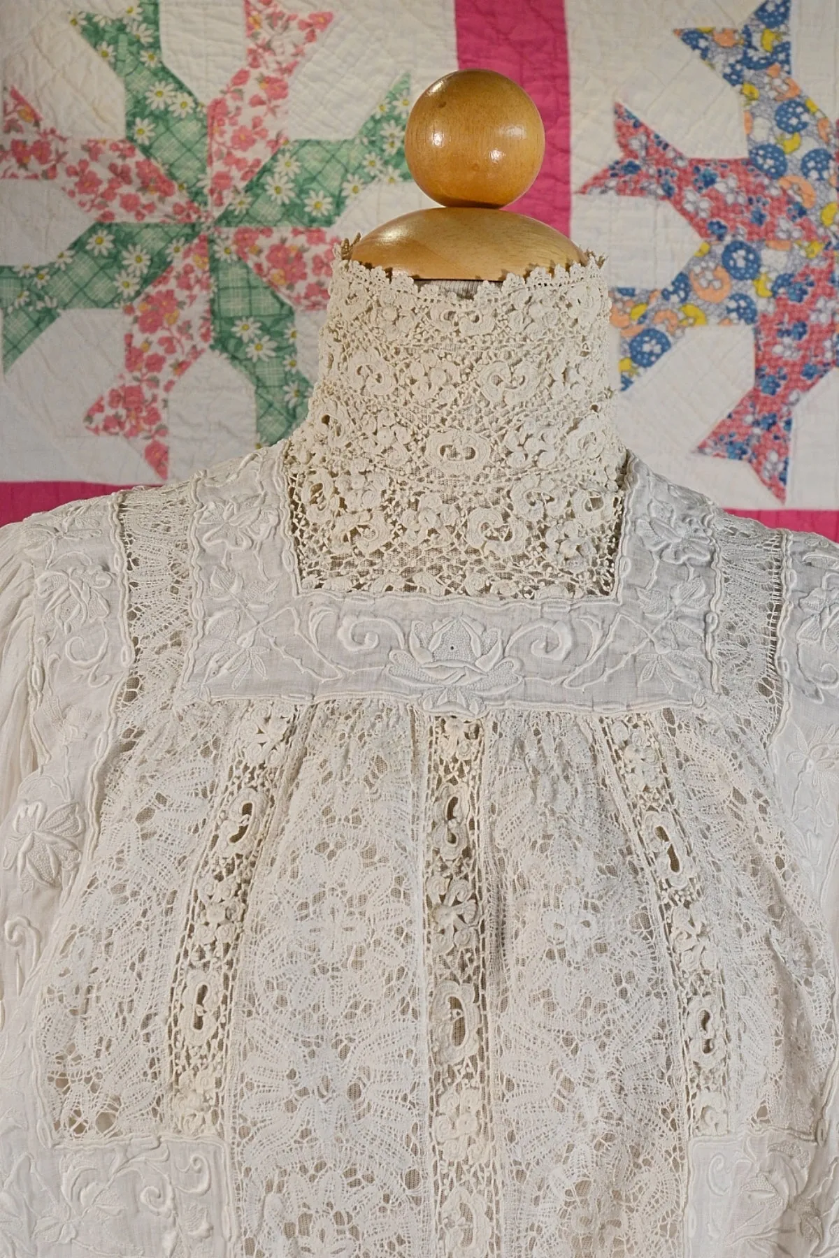 Antique Edwardian/Victorian Crochet/Lace/Embroidered Blouse XXS, Study, Display, Costume