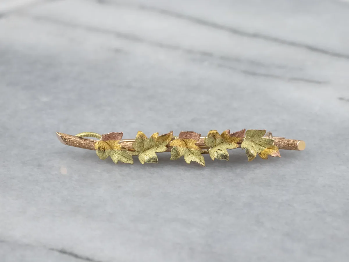 Antique Gold Foliage Bar Pin