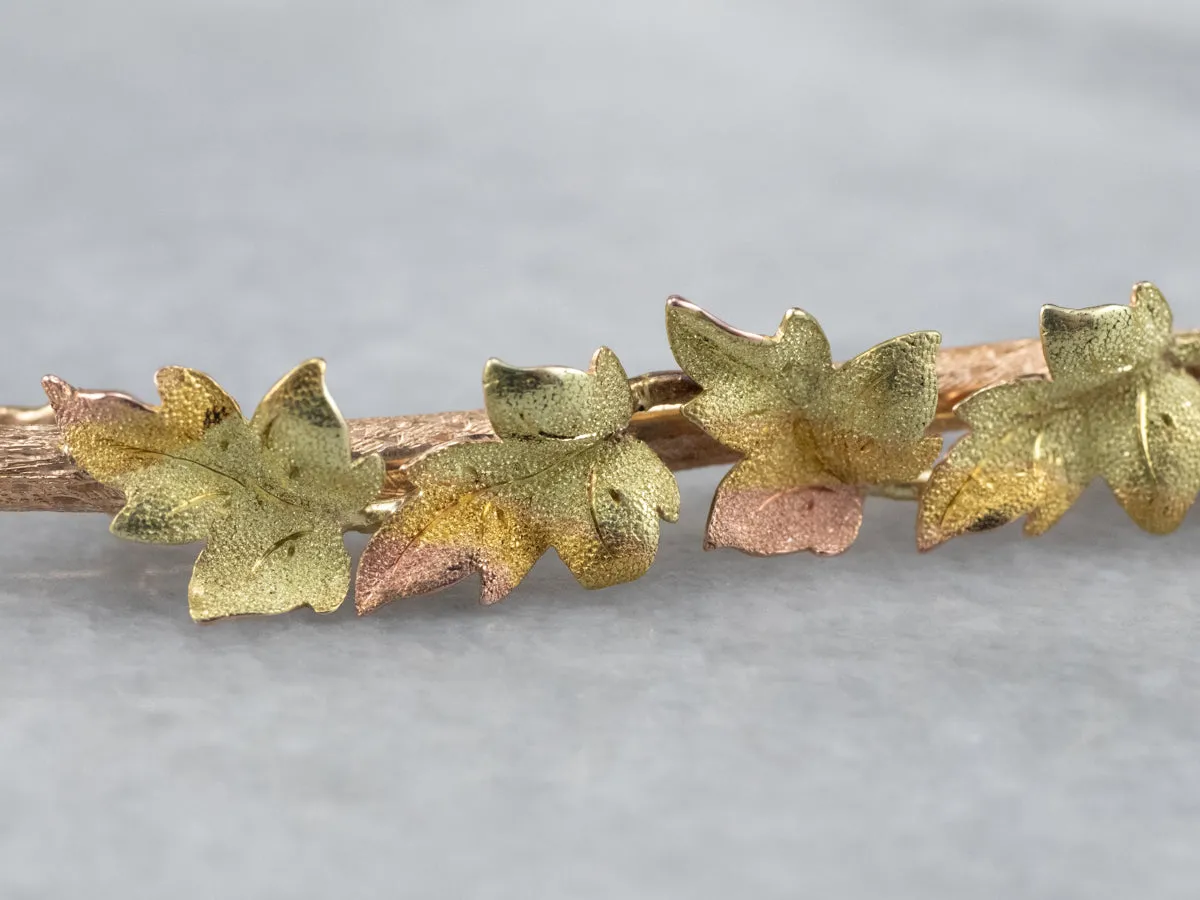 Antique Gold Foliage Bar Pin