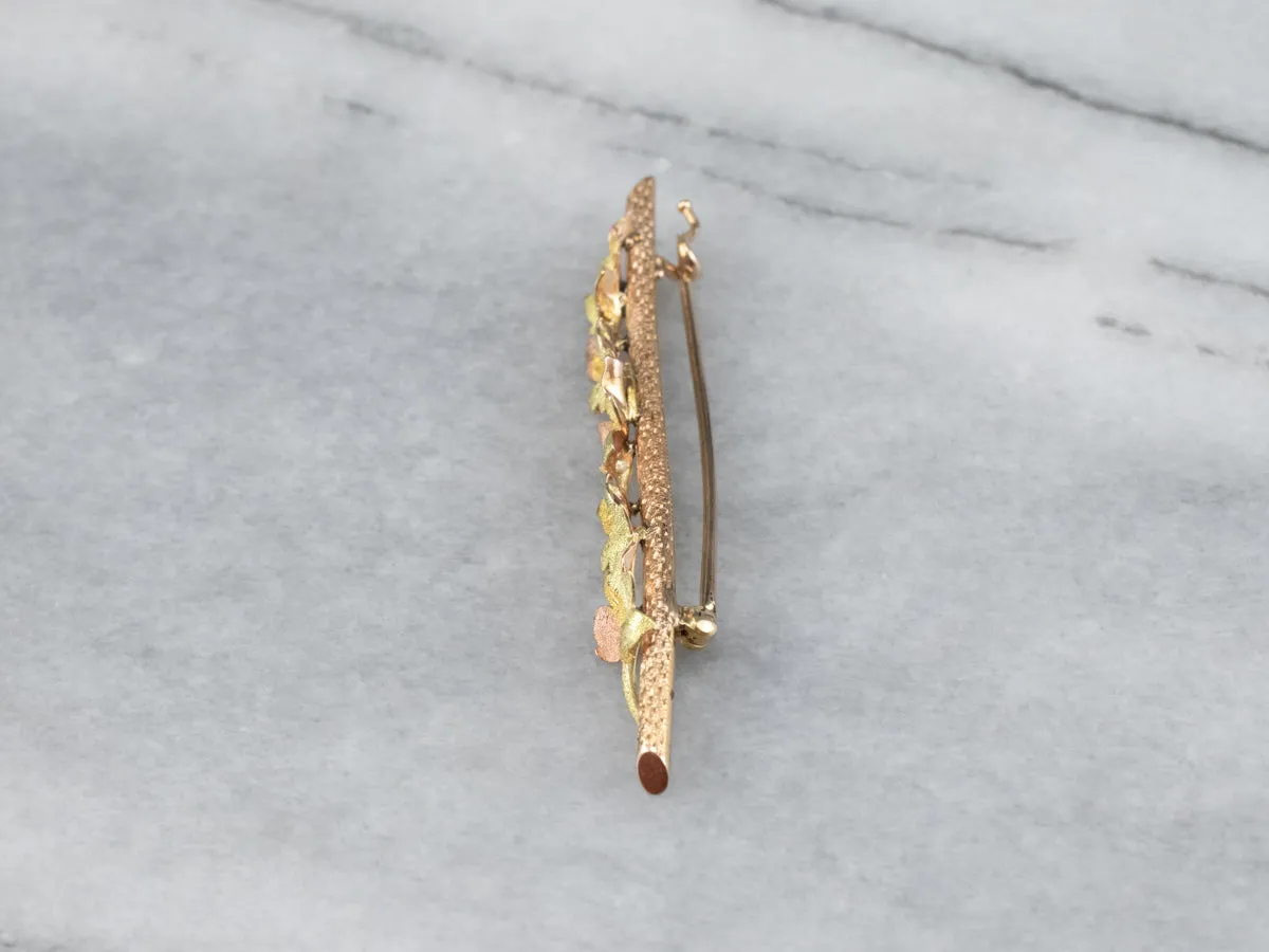 Antique Gold Foliage Bar Pin