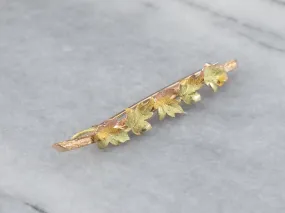 Antique Gold Foliage Bar Pin