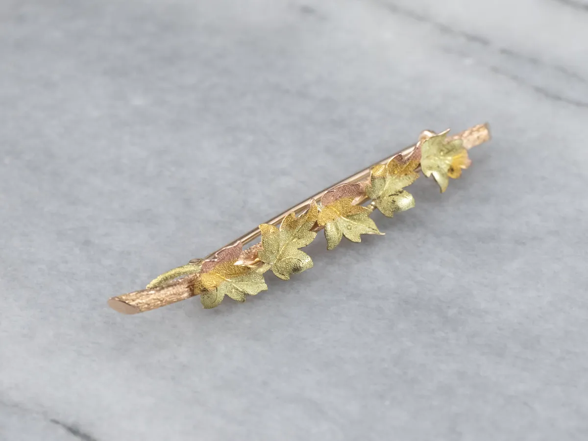 Antique Gold Foliage Bar Pin