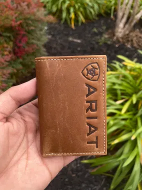 Ariat Mens Camel Suede Tri-Fold Wallet