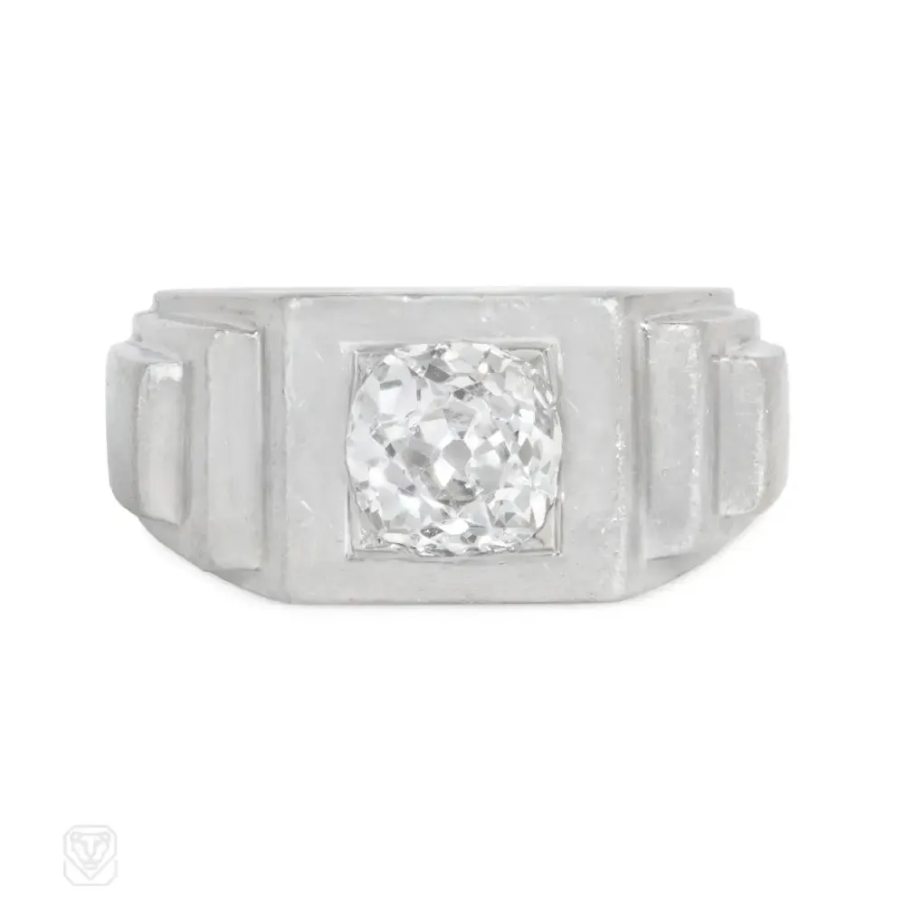 Art Deco platinum and diamond stepped ring