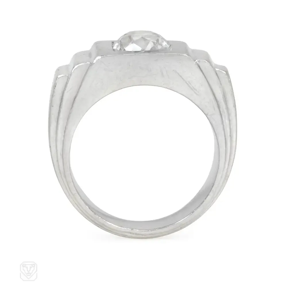 Art Deco platinum and diamond stepped ring