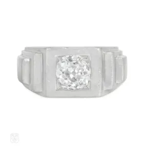 Art Deco platinum and diamond stepped ring