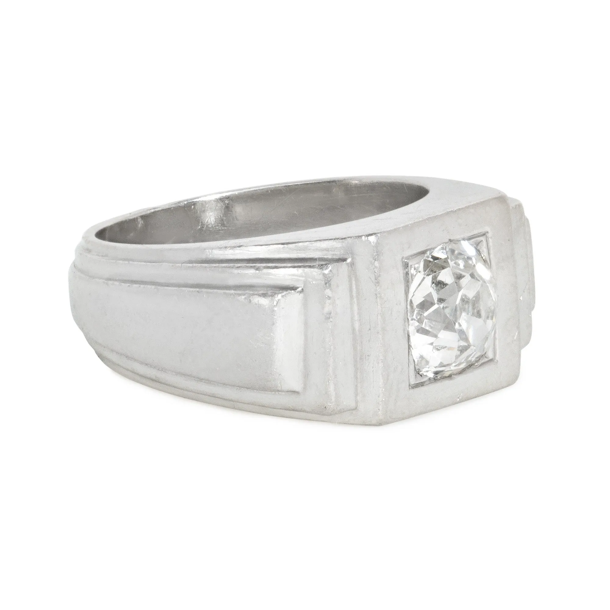 Art Deco platinum and diamond stepped ring