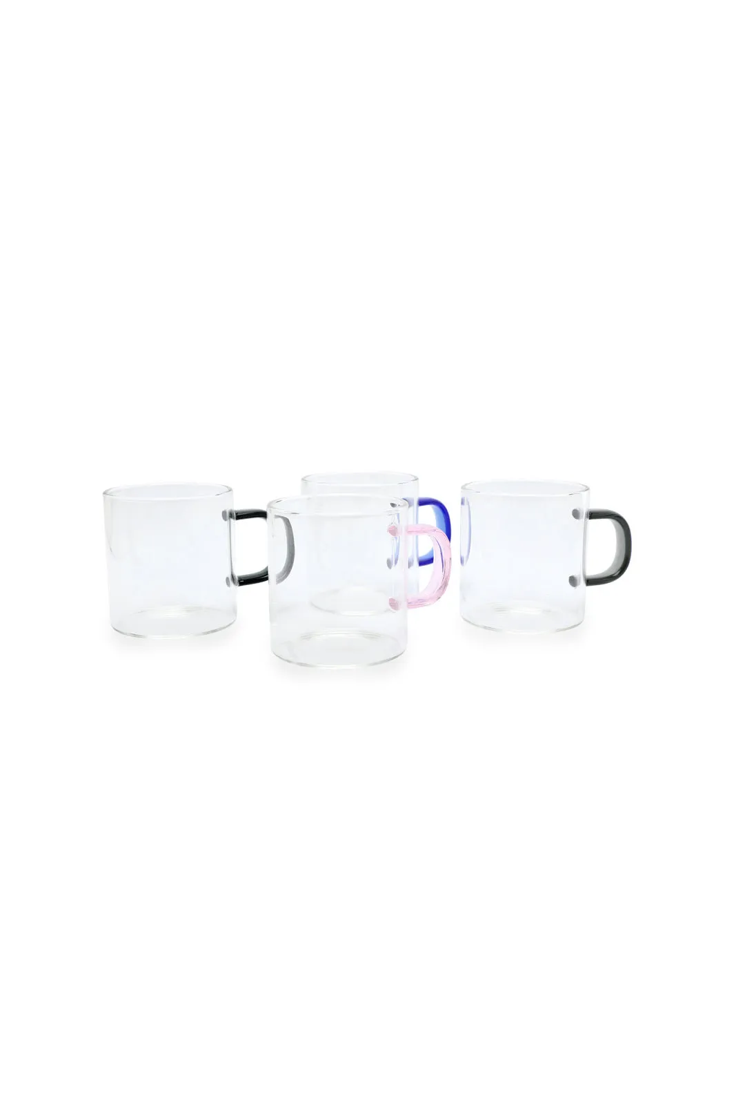 Assorted Glass Cups And Saucers Set (8 Piece)