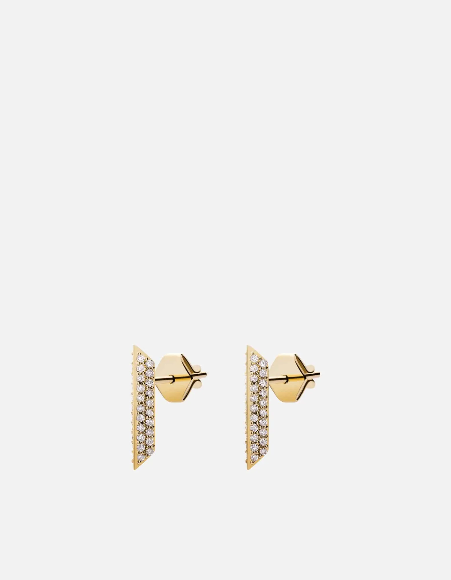 Bar Studs, 14k Gold Pavé