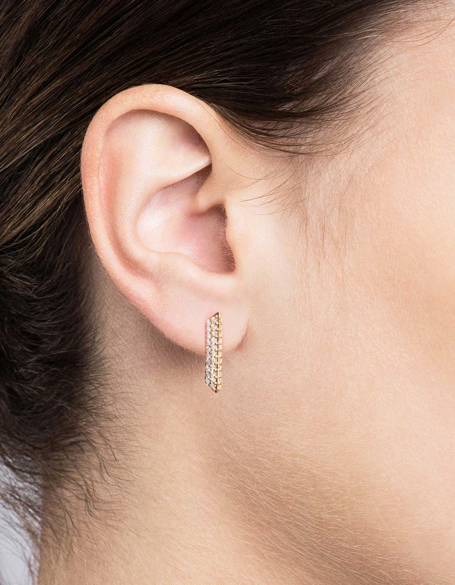 Bar Studs, 14k Gold Pavé