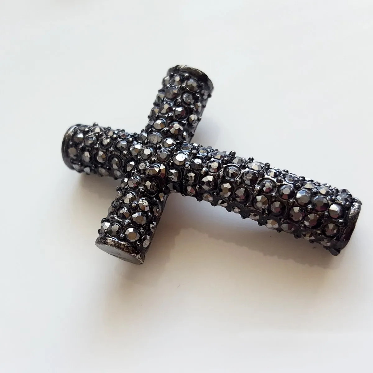 Base Metal Black Cross Connector with black crystals | BM-001 | Jewellery Making Supply