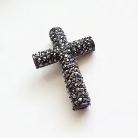 Base Metal Black Cross Connector with black crystals | BM-001 | Jewellery Making Supply