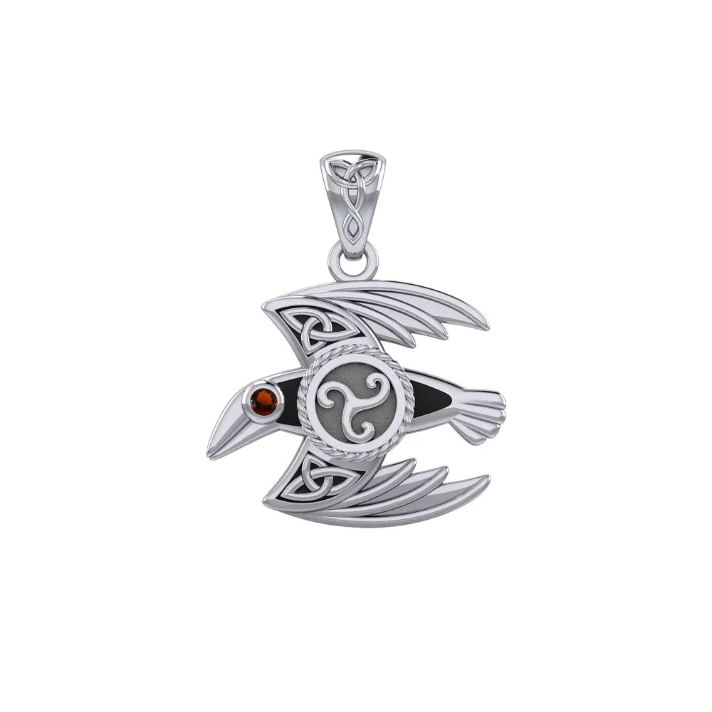 Behind the Mystery of the Mythical Raven 14K White Gold Jewelry Pendant with Gemstone WPD5381