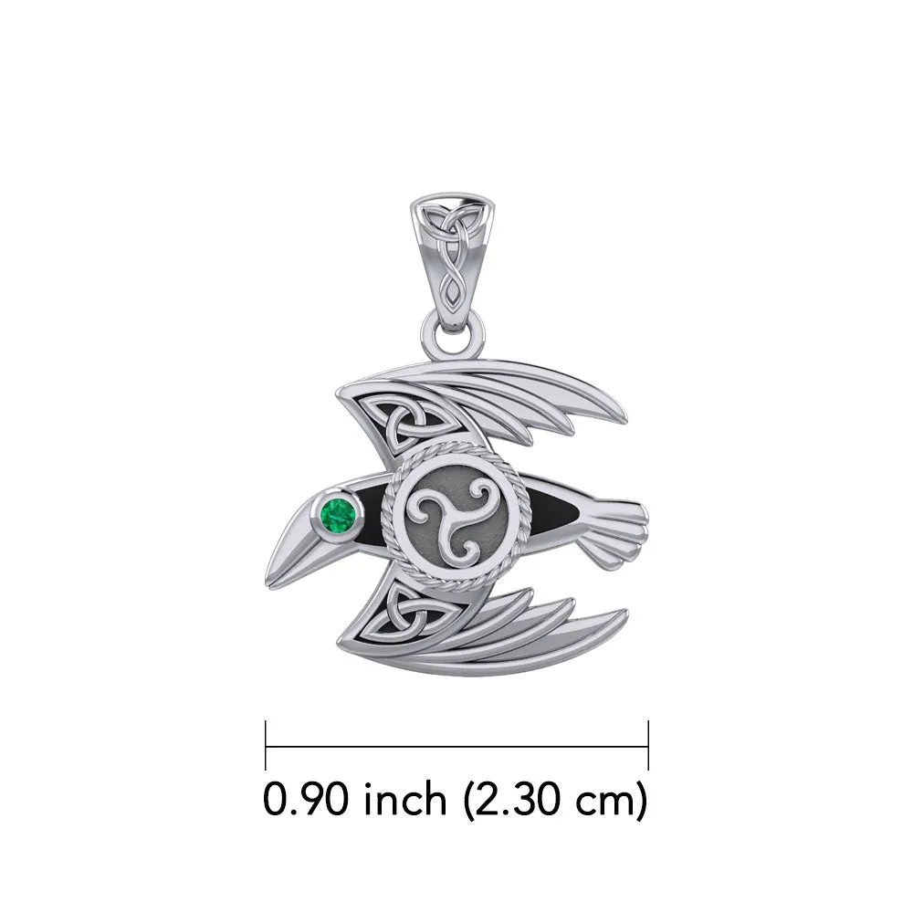 Behind the Mystery of the Mythical Raven 14K White Gold Jewelry Pendant with Gemstone WPD5381