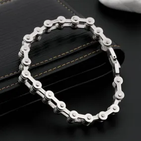 Bike Motor Cycle Chain Silver 316L Stainless Steel Bracelet For Men