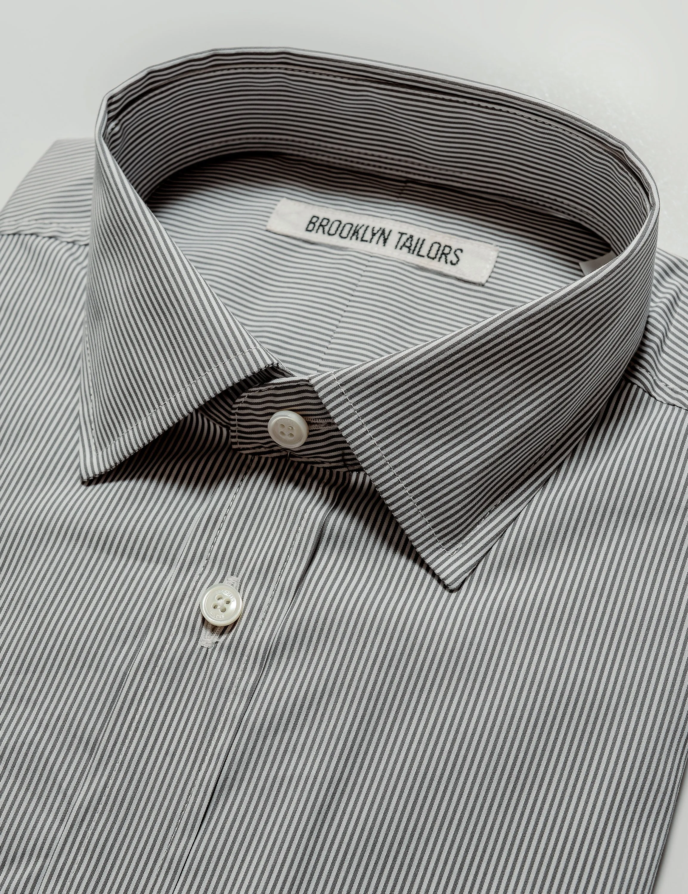 BKT20 Slim Dress Shirt in Narrow Stripe - Charcoal