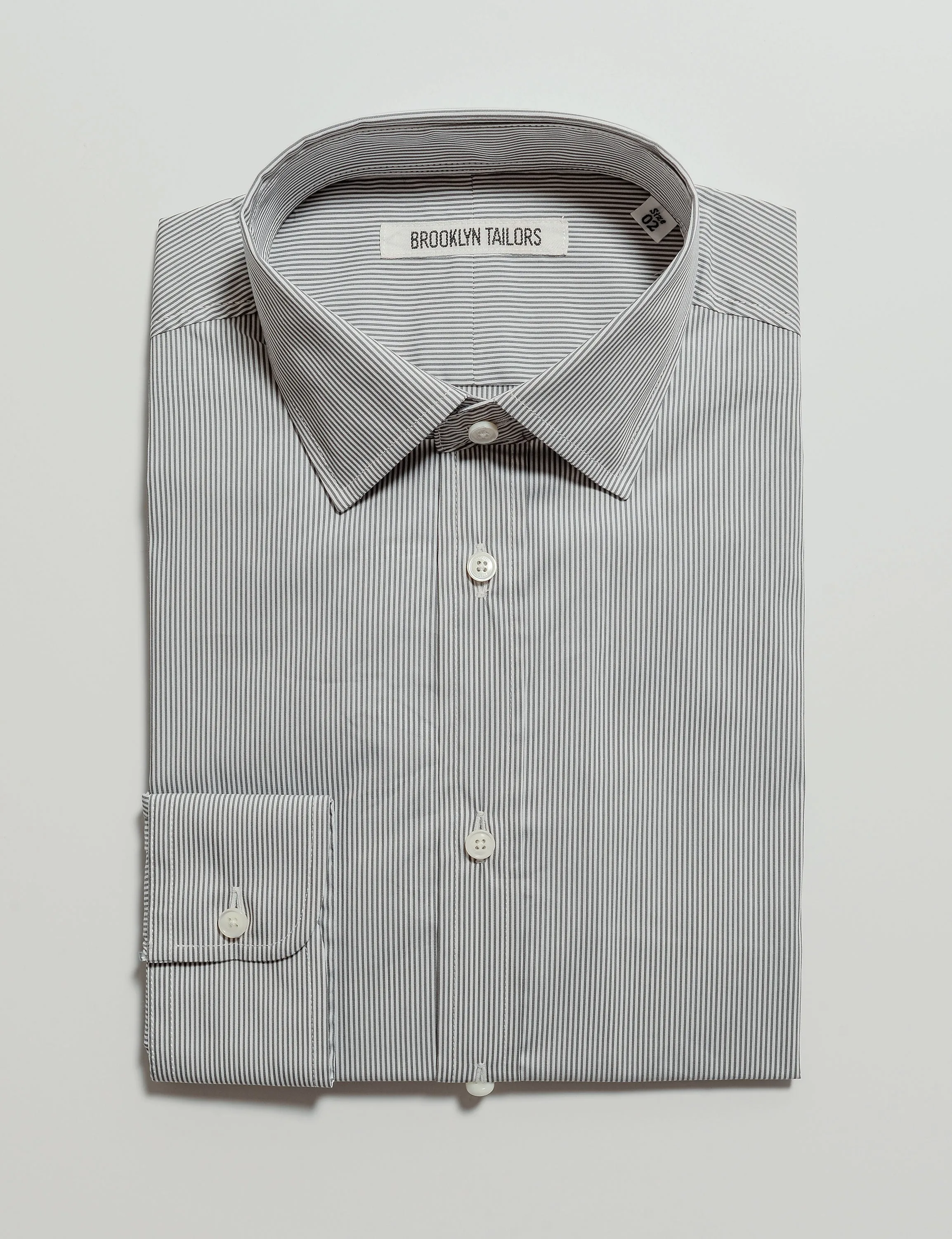 BKT20 Slim Dress Shirt in Narrow Stripe - Charcoal