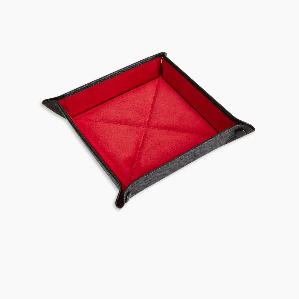 Black and Red Square Leather Travel Tray