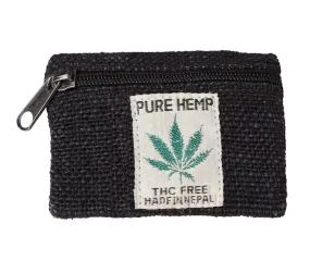 Black Hemp Coin Purse, Hemp Wallet, Unisex, Pure Hemp Pouch