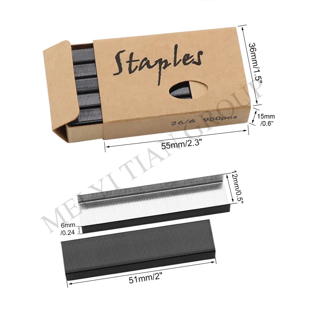 Black Staples Standard Stapler Staple Refills 26/6 Size 950 Staples Per Box for Office School Stapling Stationery Supplies