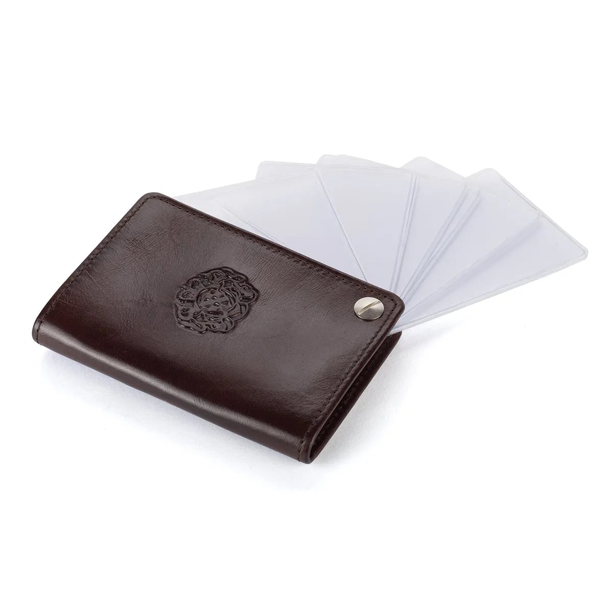 Brown Card Holder with pull-out inserts