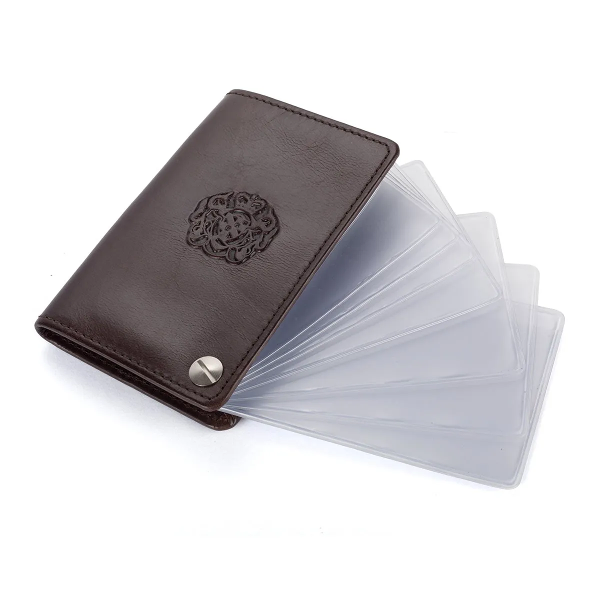 Brown Card Holder with pull-out inserts