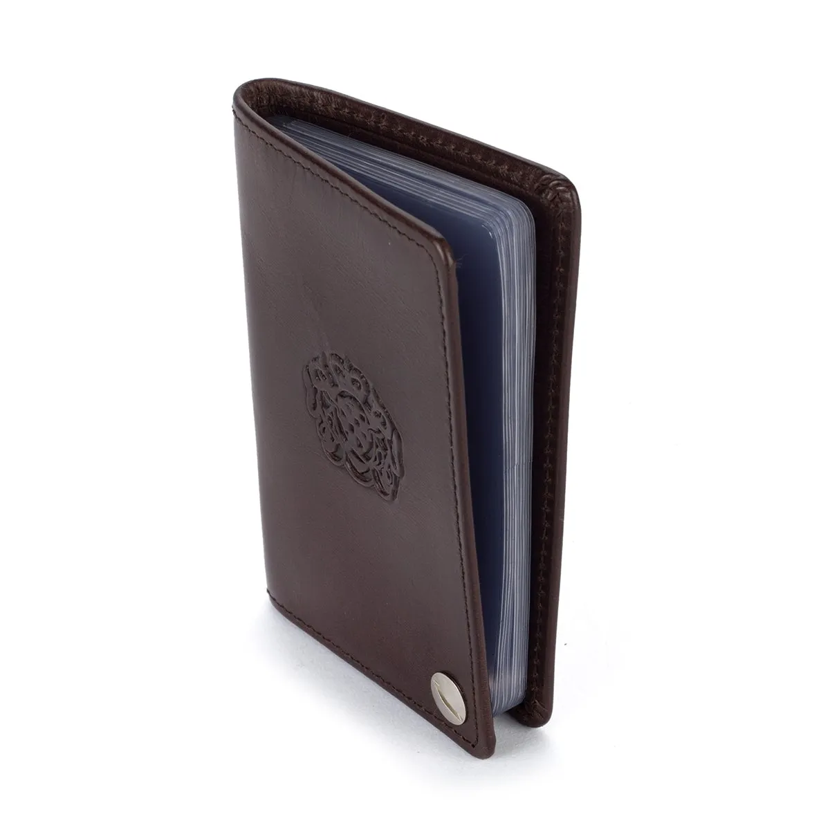 Brown Card Holder with pull-out inserts