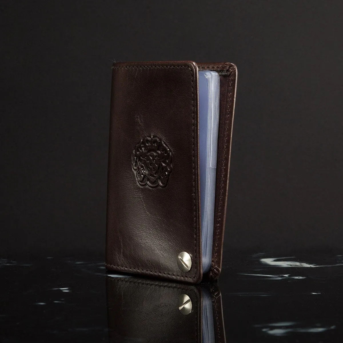 Brown Card Holder with pull-out inserts