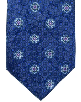 Canali Tie Royal Blue Purple Medallion - Jacquard Silk