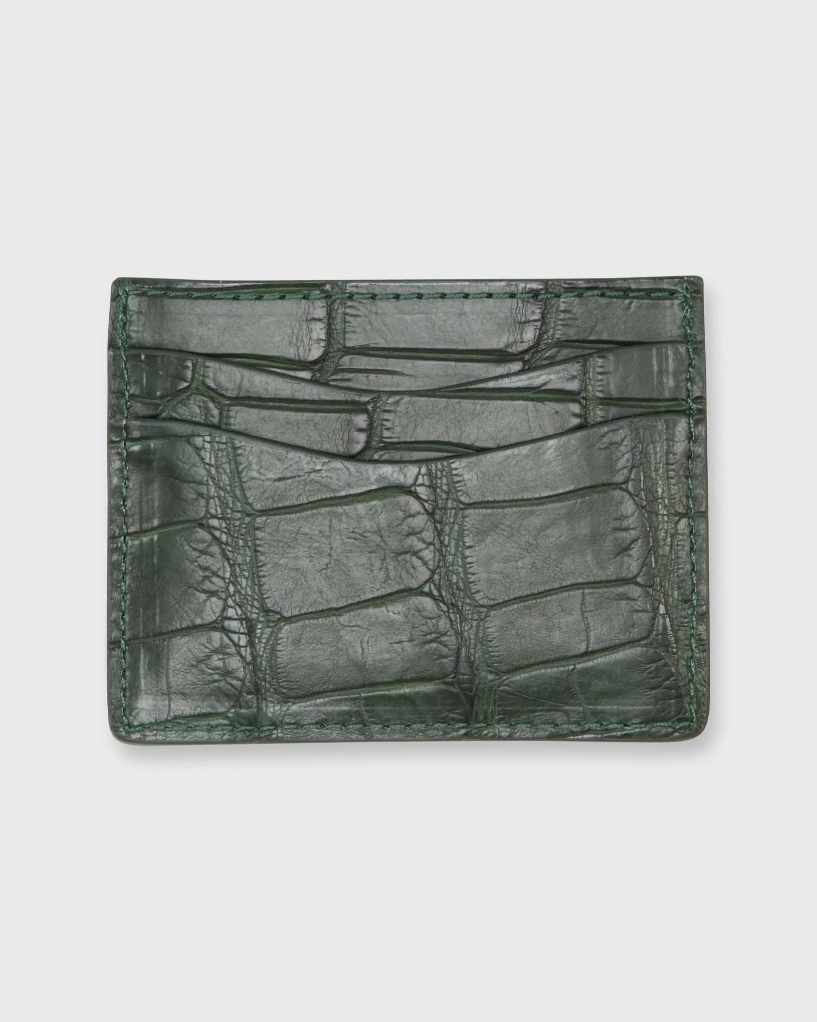 Card Holder in Green Matte Alligator