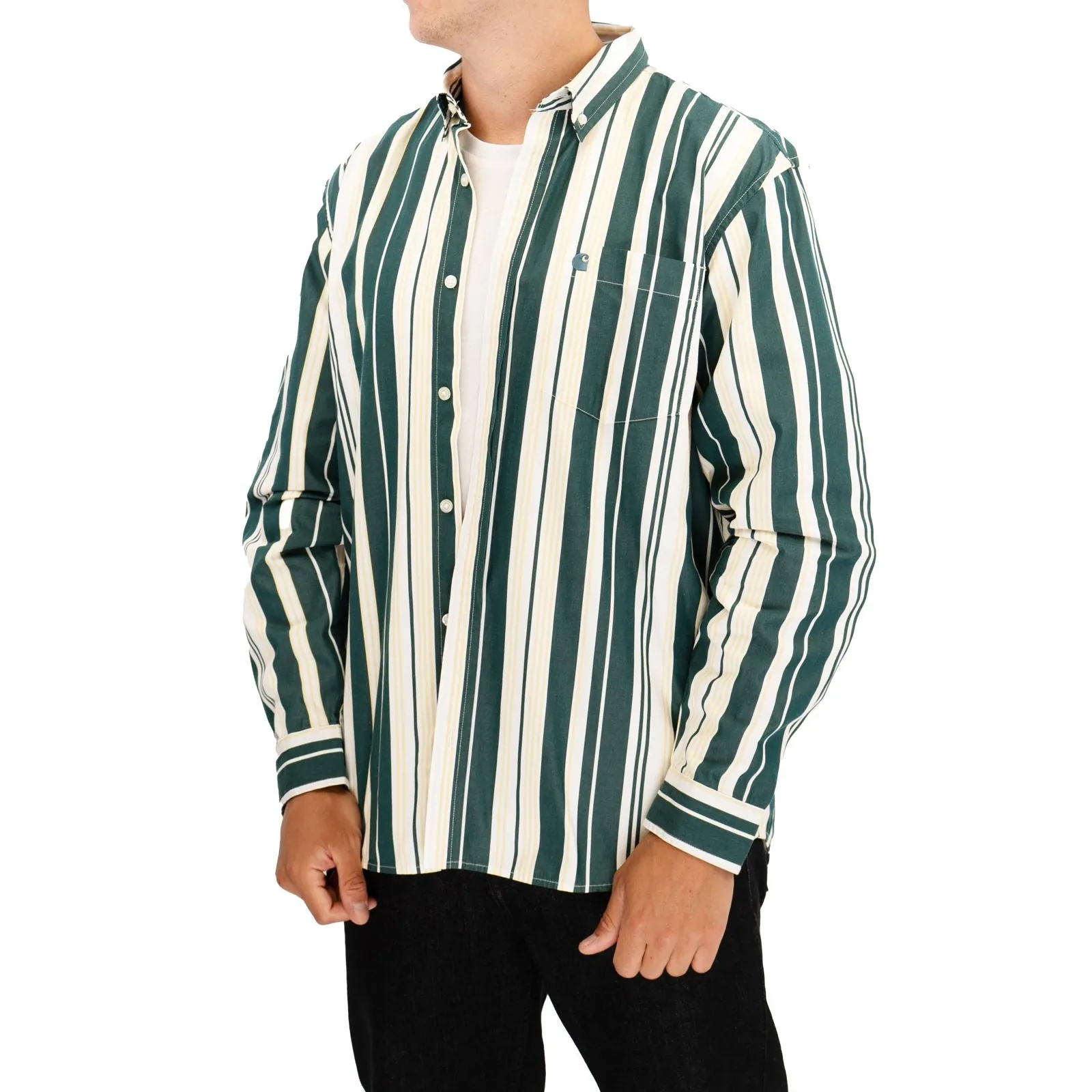 Carhartt WIP Men Long Sleeve Green Romero Shirt