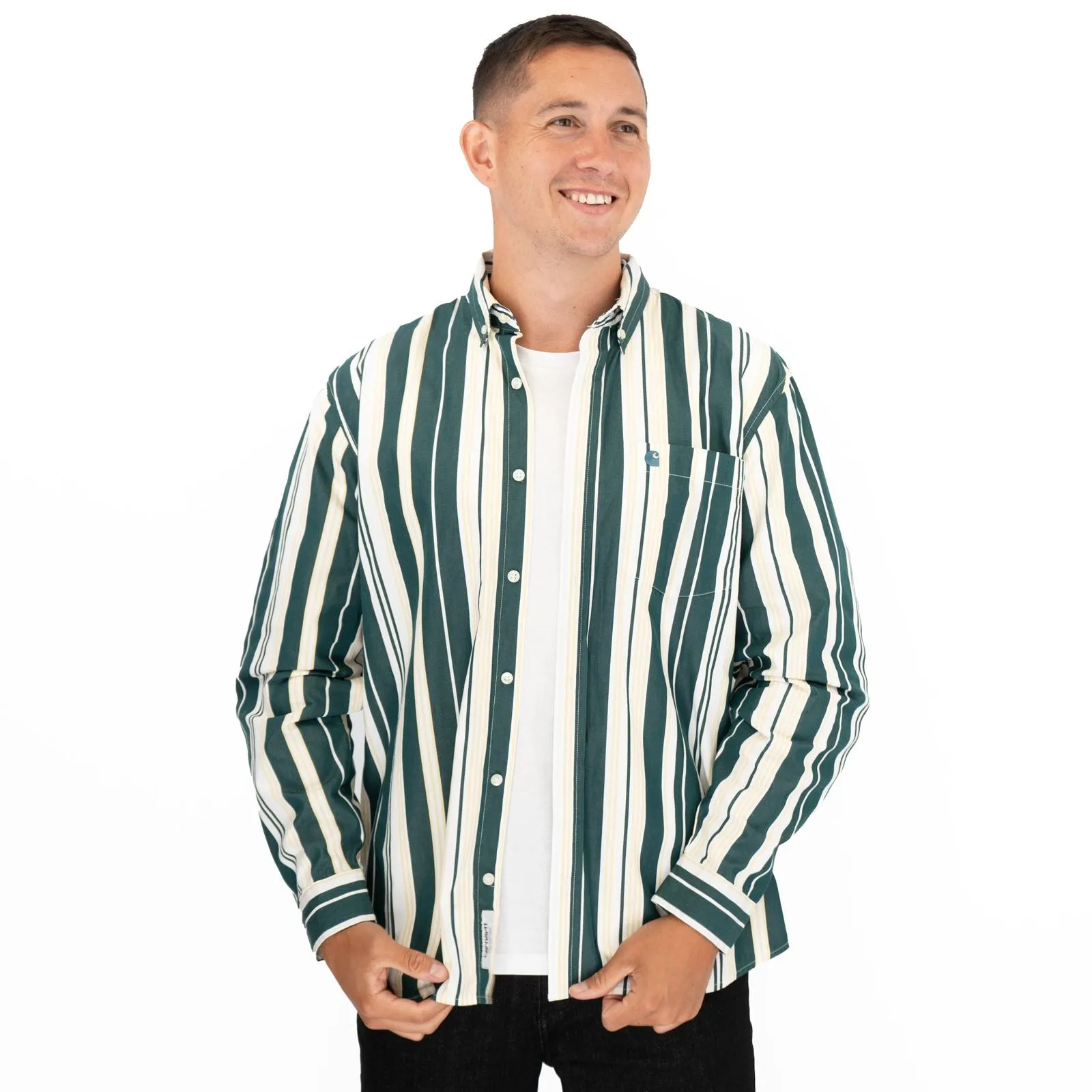 Carhartt WIP Men Long Sleeve Green Romero Shirt