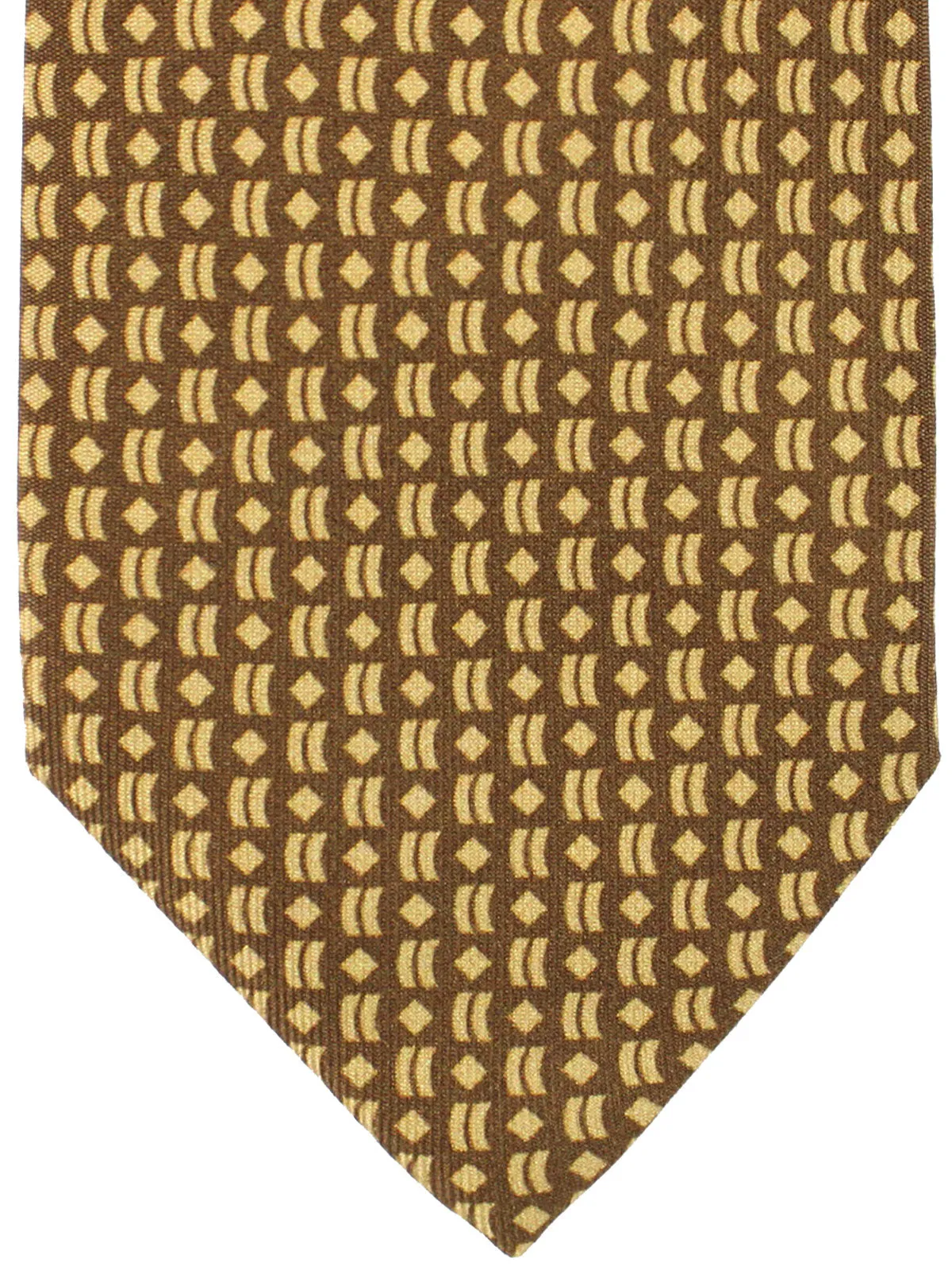 Cesare Attolini Silk Tie Brown Geometric SALE