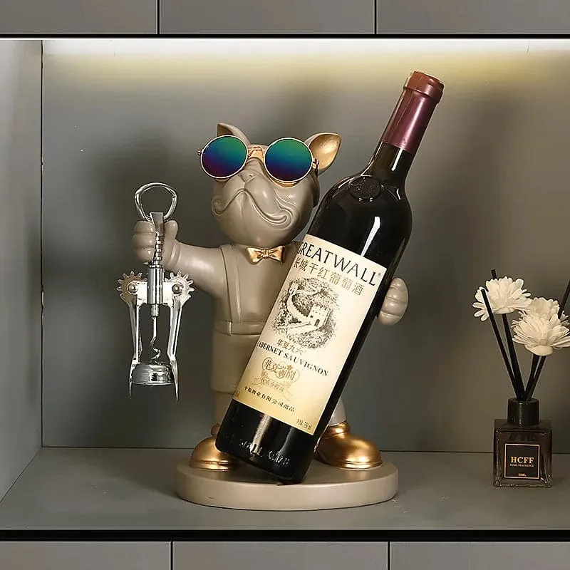 Chic French Bulldog Wine Holder: A Stylish Canine Butler Design for Holding Your Favourite Bottle, Resin Sculpture for Table Decoration