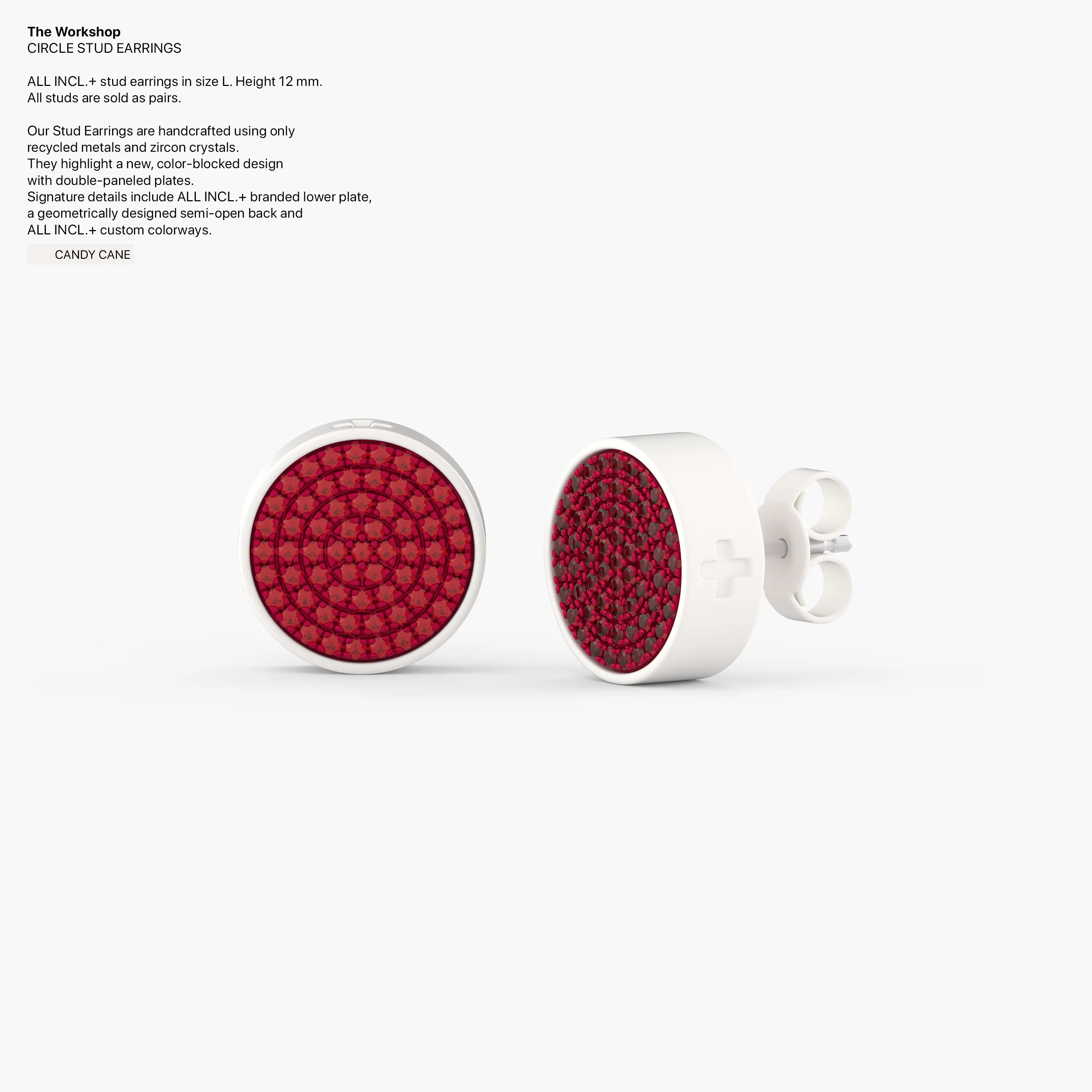 Circle Studs Earrings in Candy Cane