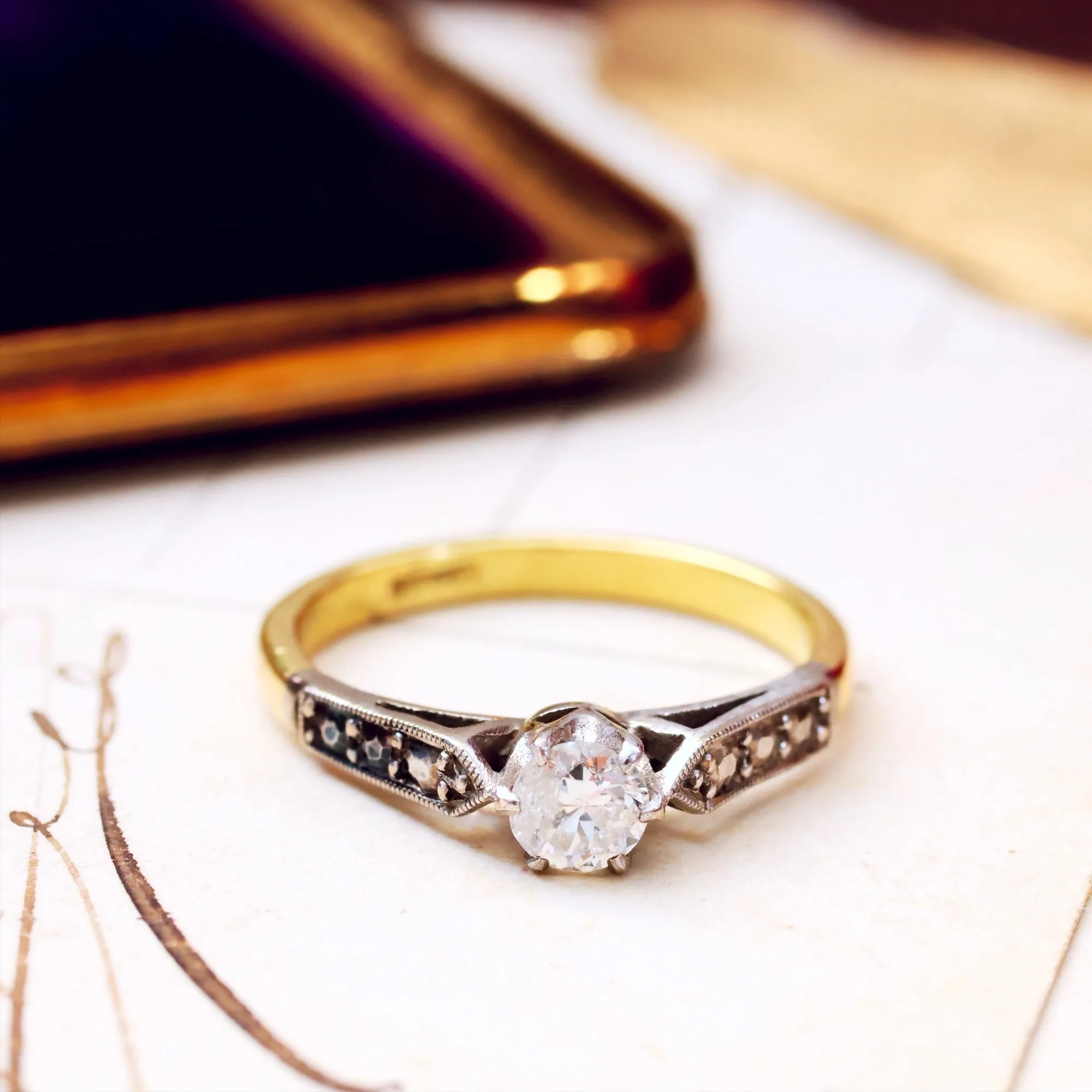 Classic Vintage Diamond Solitaire Engagement Ring