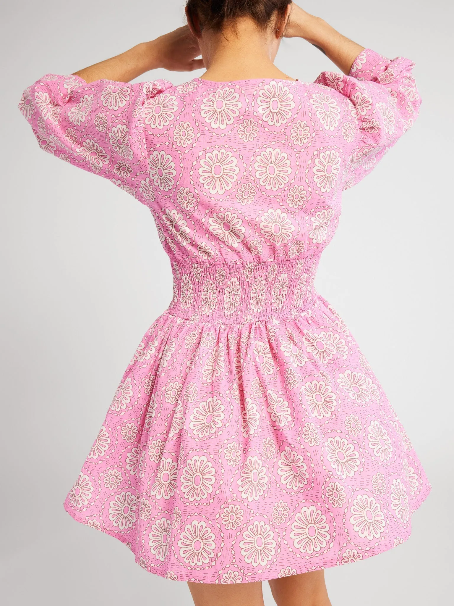 Claudia Dress in Pink Daisy